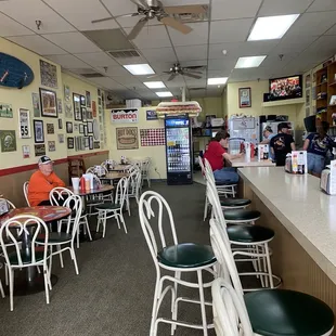 Eat at counter and dining area