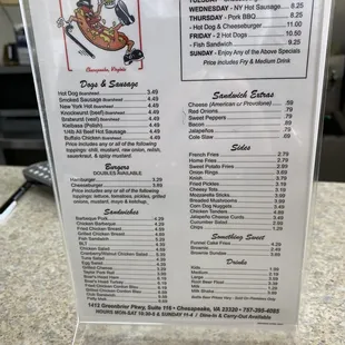 The menu