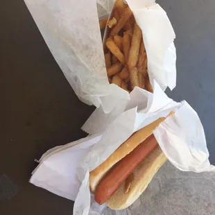 Hot dog and fries