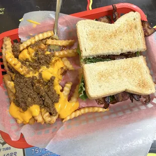 BLT with chili cheese fries