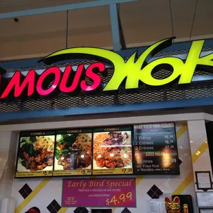 a neon sign above the counter