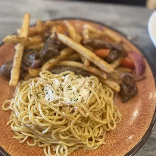 Saltado Shaken Fries House Garlic Noodles