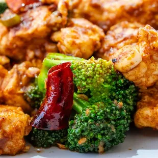 broccoli and chicken on a plate