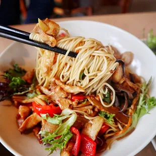 Ginger chicken noodles For more photos like this, follow me on IG: @seattle.grub