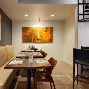 Some seating in Forty Nine Forty restaurant next door to the bakery.