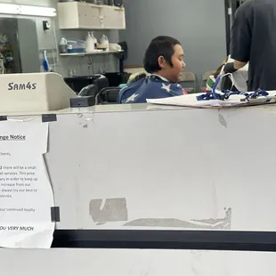 Funny moment during hair cut lol