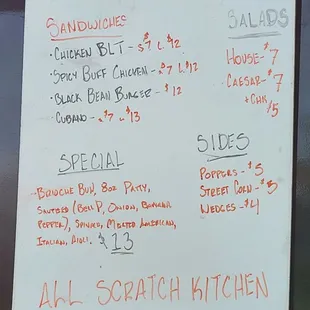 Menu board