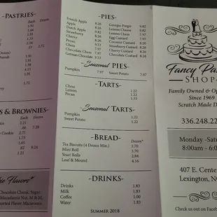 Menu Summer 2018