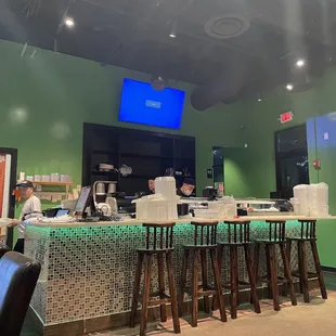 the counter and bar area