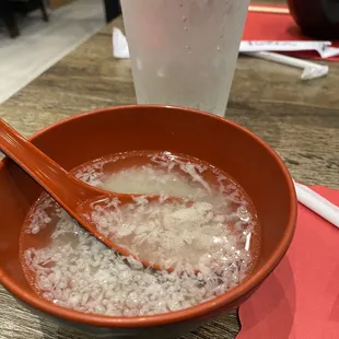 Complimentary clear soup