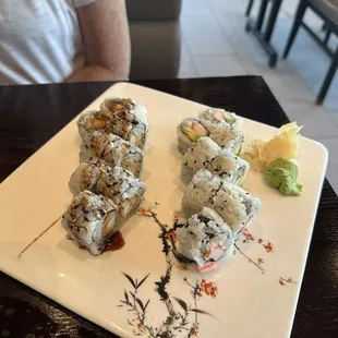 This is the California roll and Tempura roll lunch portion. Very good!