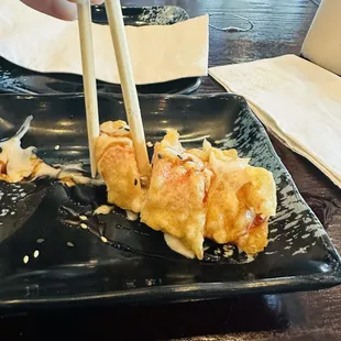 This was the free appetizer. You get four pieces (we ate some before I took photo lol).
