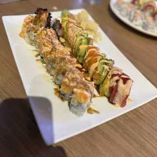 American Dream Roll and Dancing Dragon roll