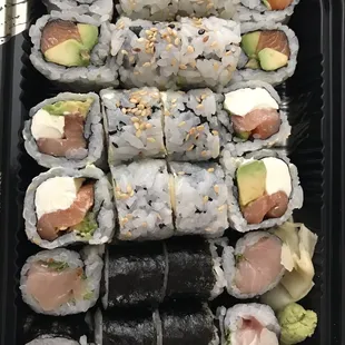 3 roll lunch special. Yellowtail, Philly roll and salmon avocado