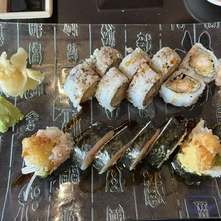 upper right: shrimp tempura roll
 
 Lower: lobster tempura roll