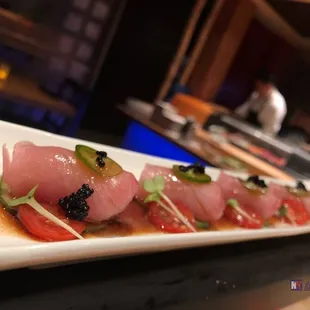 a plate of food on a counter