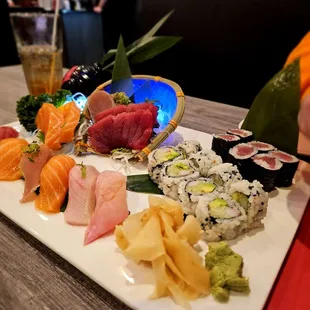 sashimi, sushi, sushi and sashimi, food