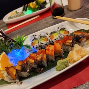 Fancy Dragon roll and Alaskan roll