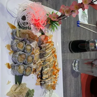 Crunchy roll and shrimp tempura roll