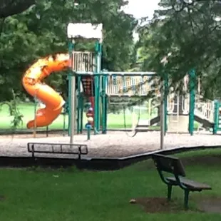 Decent sized playground complex.