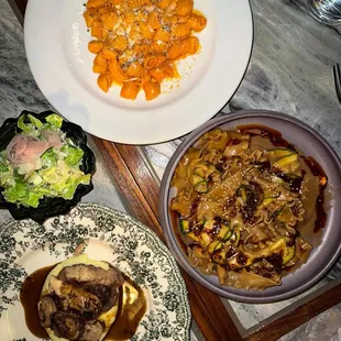 Etrog Vodka Shells, Miso Butter Malfadine, Grilled Lion&apos;s Mane Mushroom.