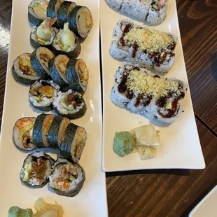 6. Spider Roll 5. Shaggy Dog Roll  (No imitation crab meat on top with spicy mayo like most places).  3. Crunchy Roll 1. California Roll