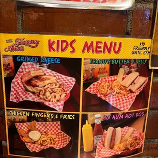 Kids menu