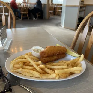 The fish plate. The fries were good but was disappointed in the taste of the fish. Mine did not taste like Real fish but more fake.