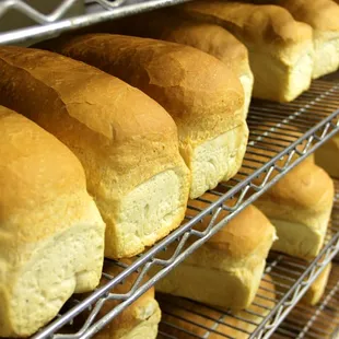 a rack of bread rolls
