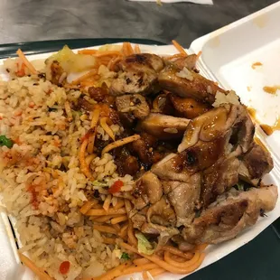 teriyaki chicken japanese chicken rice and chow  the japanese chicken is bomb definitely get that if you come in!