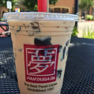 Okinawa Milk Tea with Grass Jelly