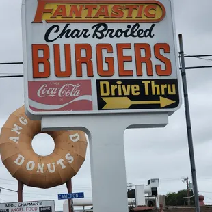 a large sign for a fast food restaurant