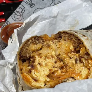 Breakfast burrito without pico de gallo