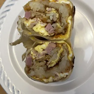 Ham, egg and cheese Burrito