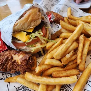 $12 Lunch Box Meal Original Burger (cheese is additional 70cents)   2 tenders and fries