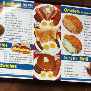 a menu for breakfast and brunches