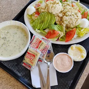 Cream of Broccoli Soup, Tuna Salad, both generous !
