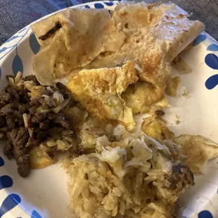 Breakfast burritos with Steak.