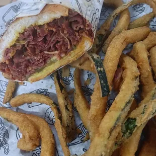 Pastrami and zucchini fries yummy