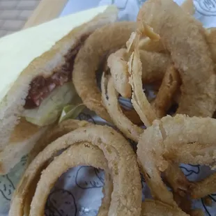 BLT was unusual thousand Island dressing on it.next time I will ask for mayonnaise. Onion rings were really good.