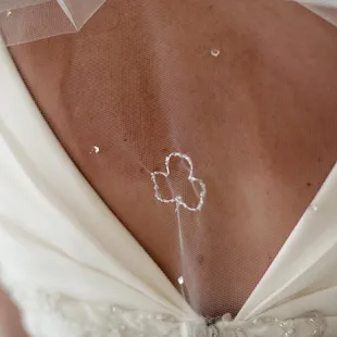 Shamrock for Good Luck sewn in bride's veil by her Mom.