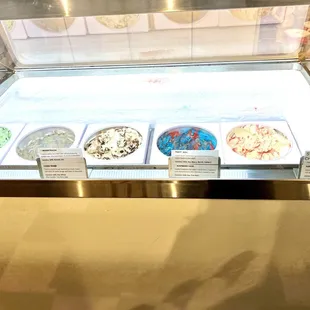 a display of different types of ice cream