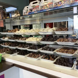 a display of a variety of desserts