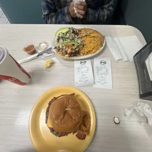 western burger and tacos plate