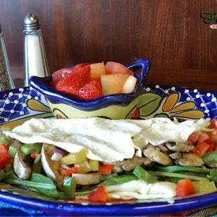 a colorful plate of food