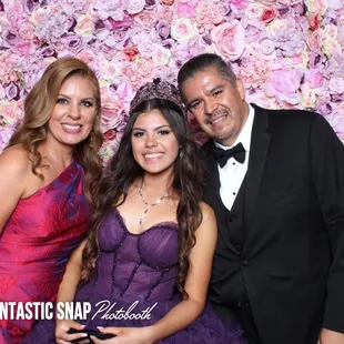 Our gorgeous Purple Pink Lavender Flower Wall for a beautiful Quinceanera party.