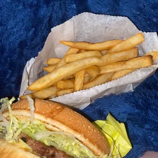 Cheese burger and fries