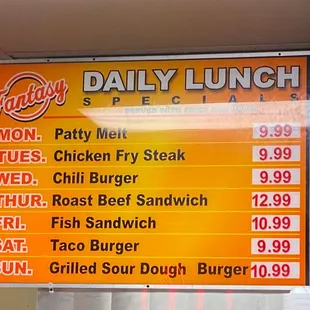 Daily lunch specials