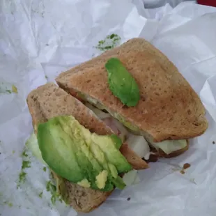 Asked for extra avocado and this is what we got... soggy bread with avocado mashed into it