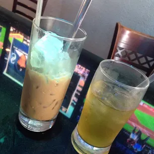 two drinks on a table